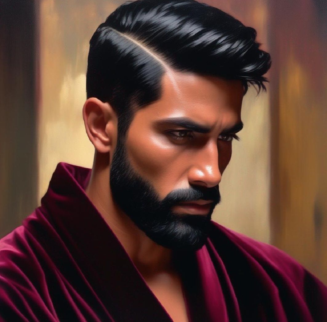 Pensive man with perfect beard