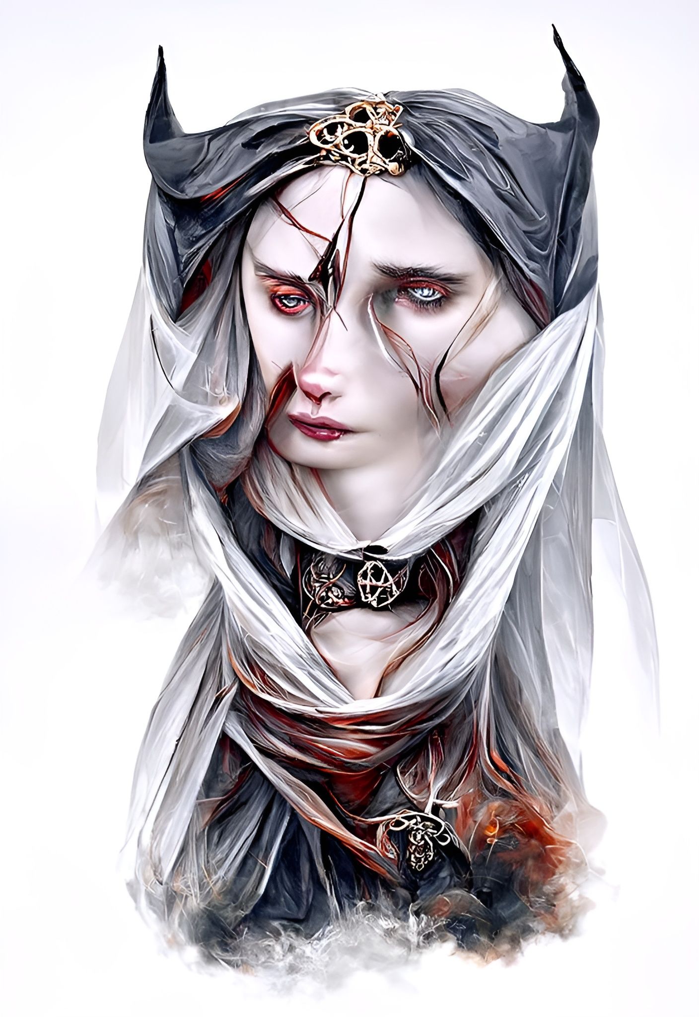 A beautifully aesthetic rendering of a beautiful priestess, ...
