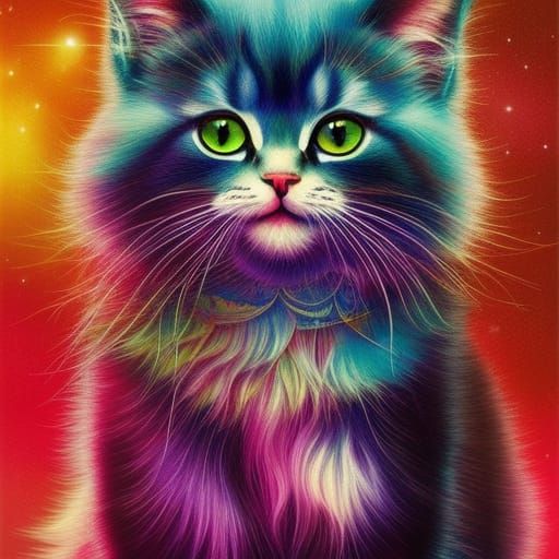 Psychedelicat Floofington McCatnip - AI Generated Artwork - NightCafe ...