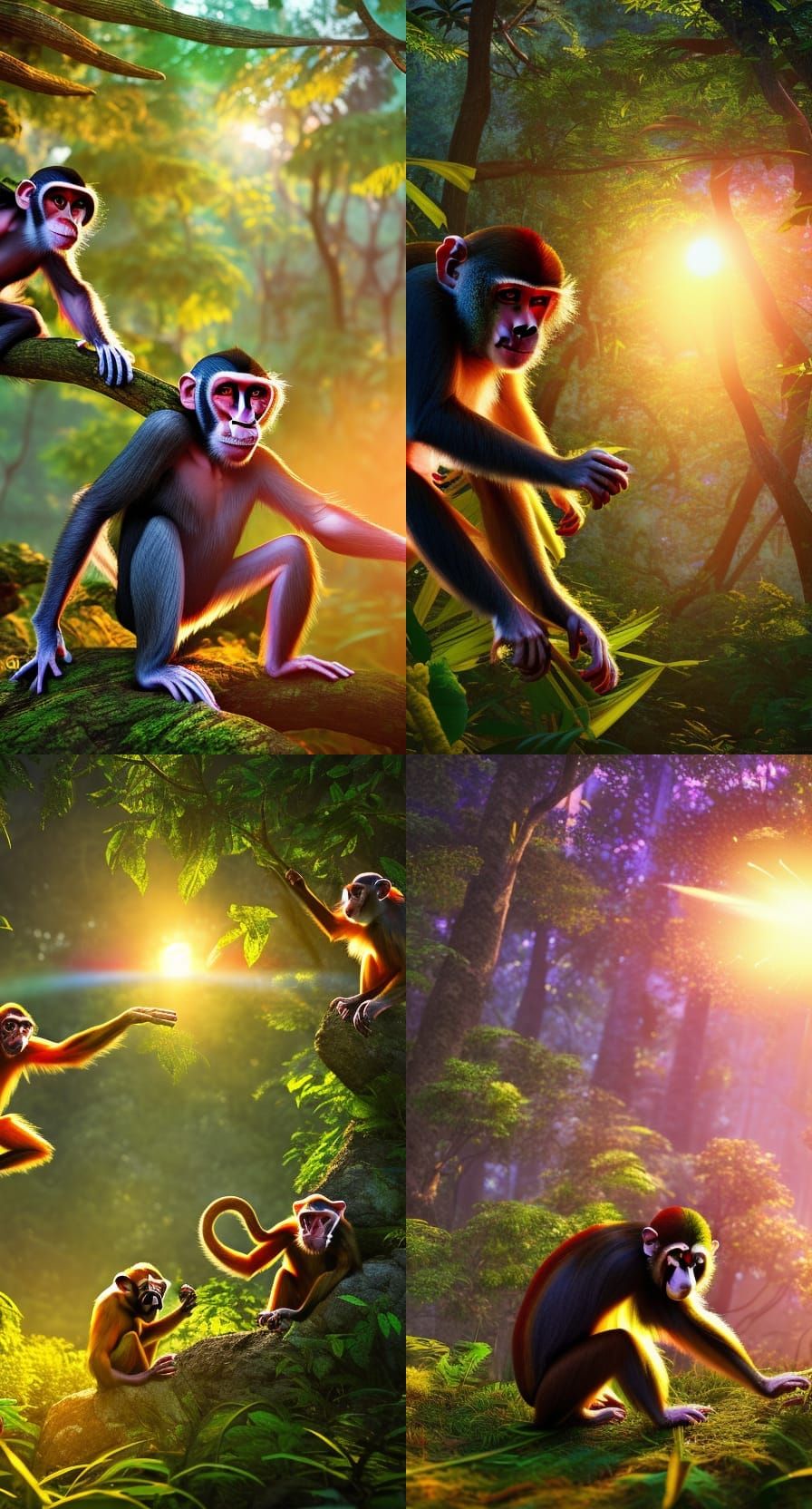 Monkeys in Forest