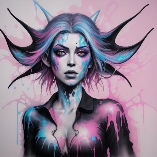 Elf in Pink Silk: Graffiti Splash Art