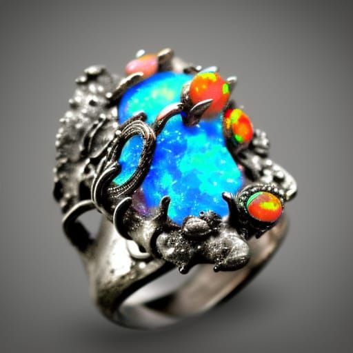 opal ring, opal, fire opal, set in silver, cosmic stone, Epi...