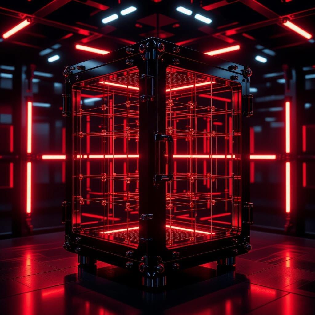 with no locks but a face recognition scanner with no face on it with a platform in the middle