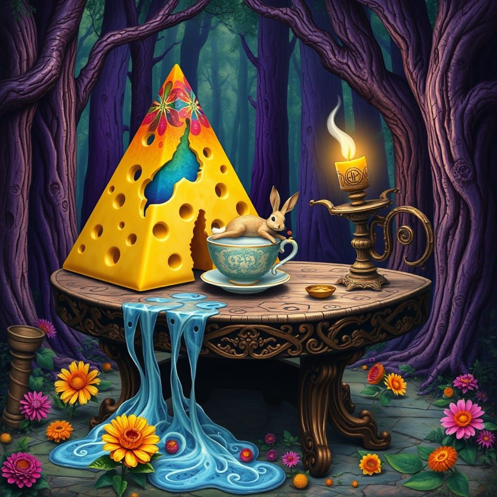 Fantastical Whimsy in a Surreal Forest Setting