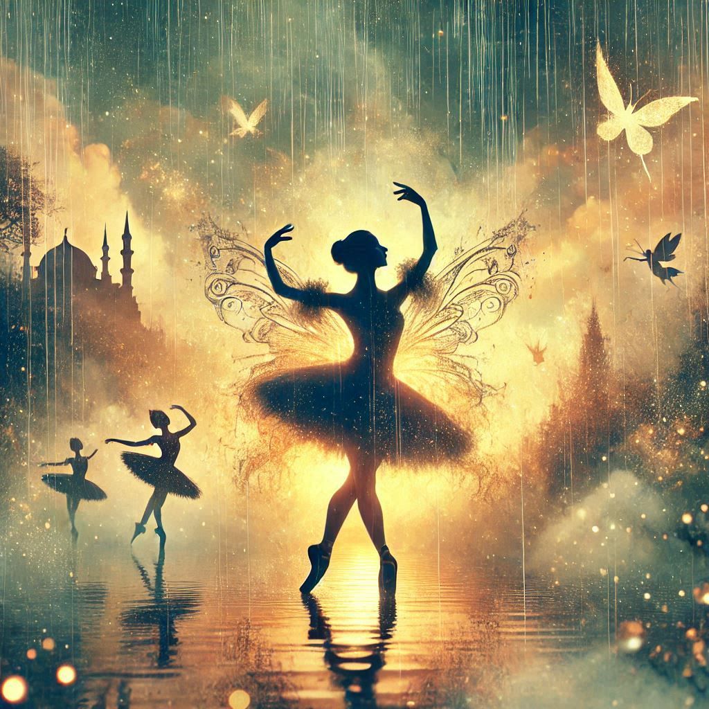 double exposure beautiful fantasy DALL-E 3 portrait landscape..