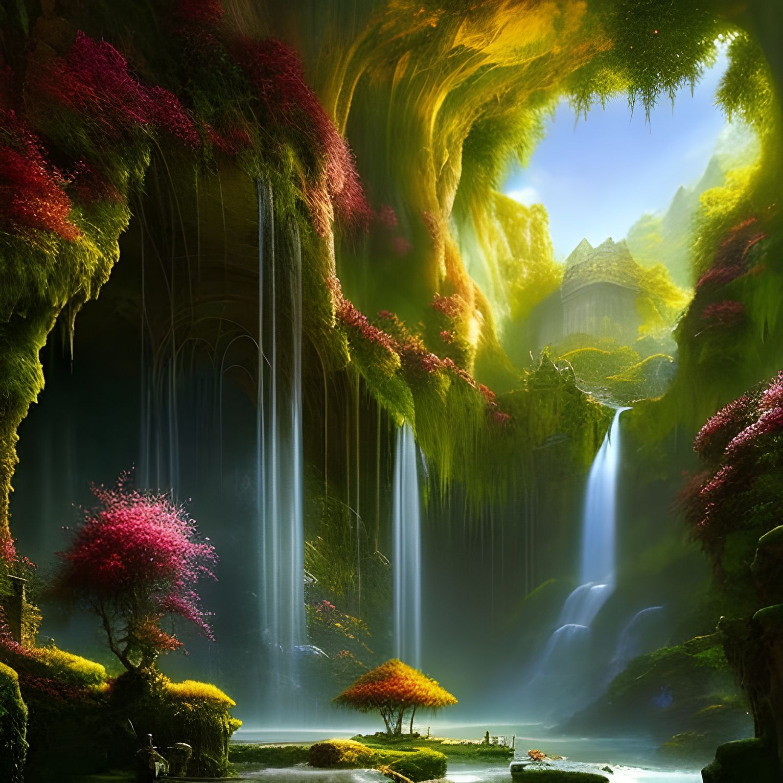 waterfall cave..  by @xandra