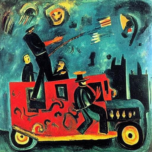 With a pure heart, a Bolshevik climbs onto our armored car 
...