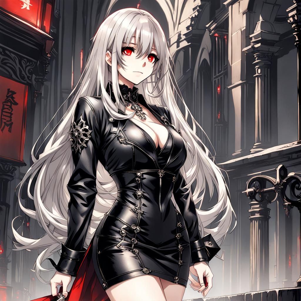 Curvy body, anime, woman, beautiful, skimpy, platinum long h...