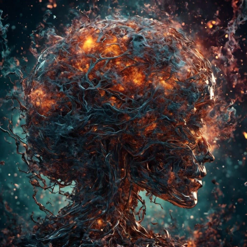 Human mind full of inner explosion 