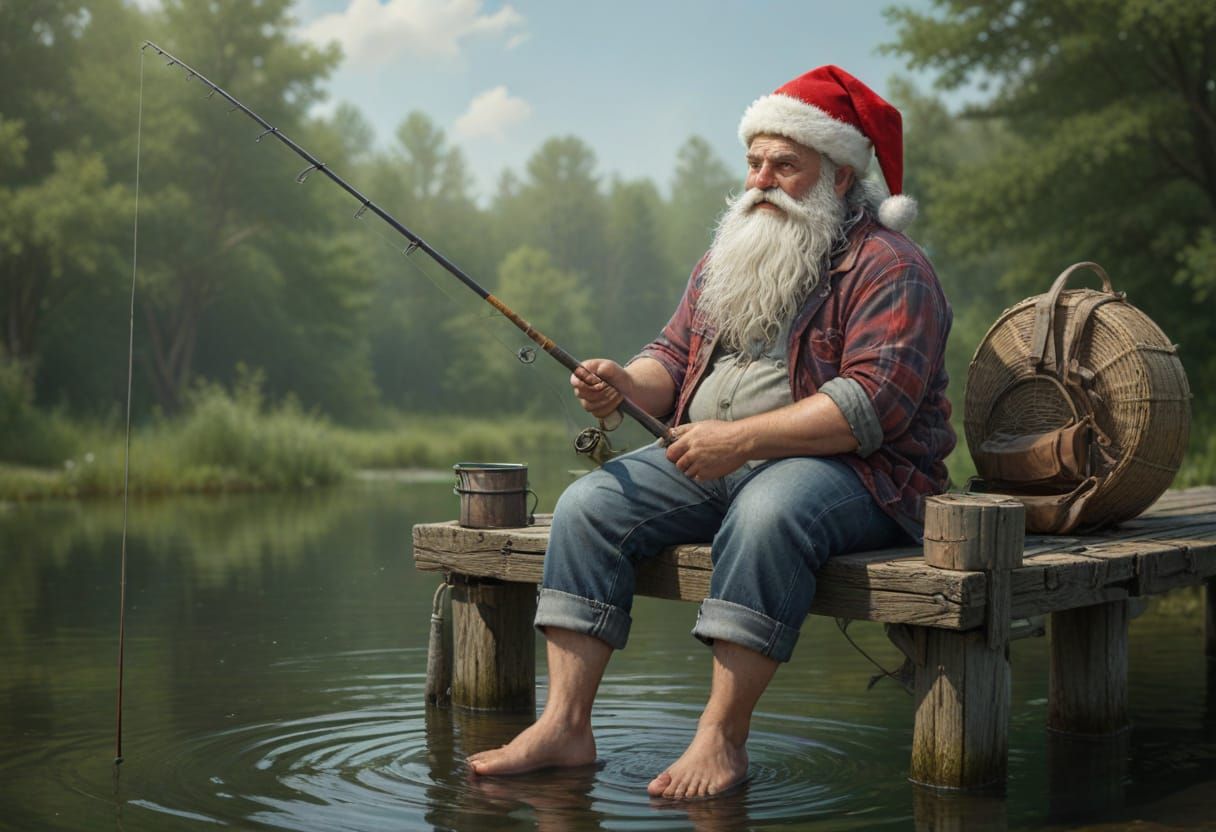 Fishing Santa  by @Superbear