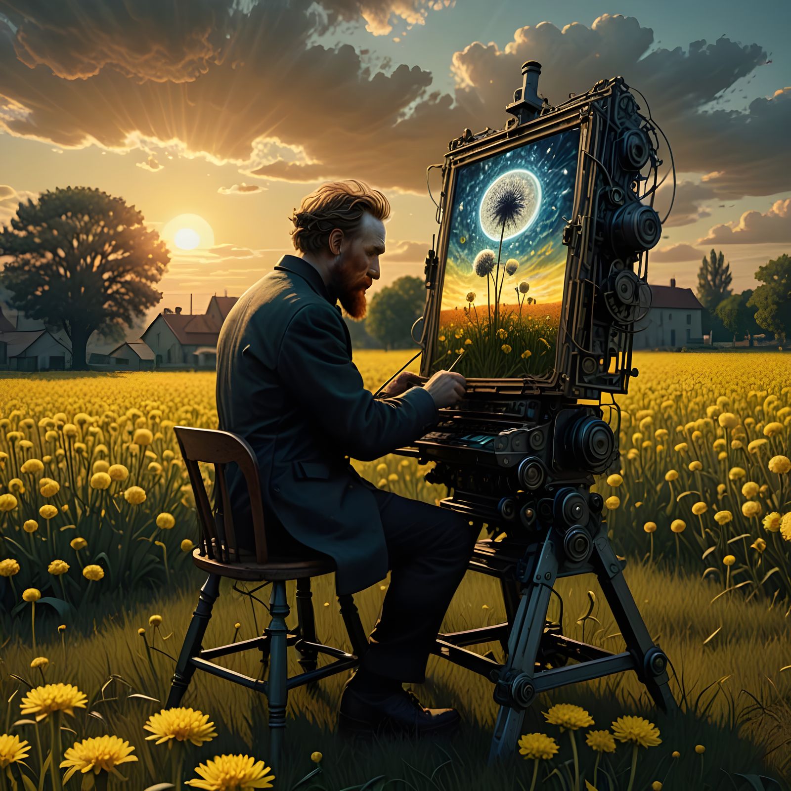 Van Gogh Painting Dandelions   by @Dooboofay