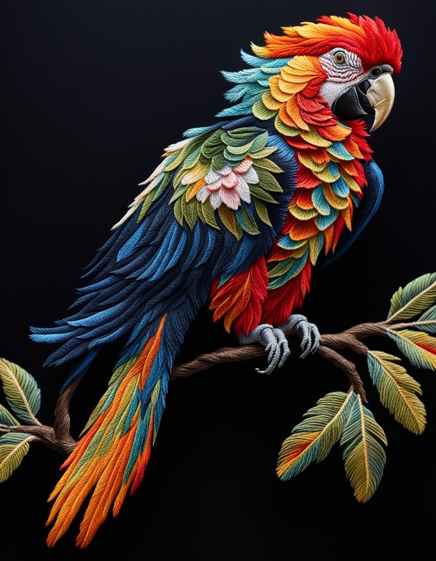 Parrot made out of Embroidery   by @Mr X