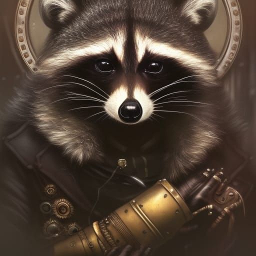 Steampunk Raccoon 2 - AI Generated Artwork - NightCafe Creator