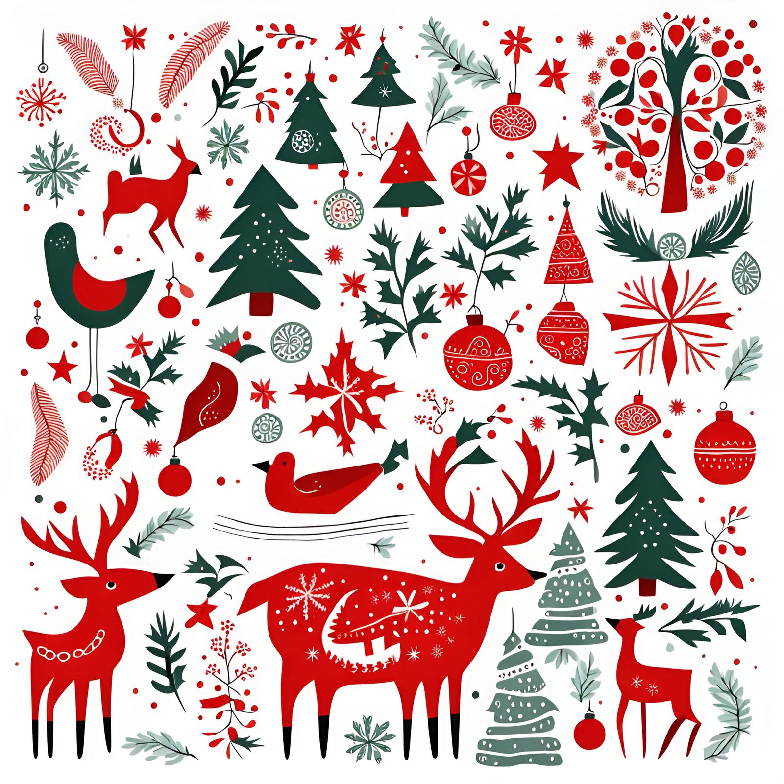 Folk Art Christmas Icons on White