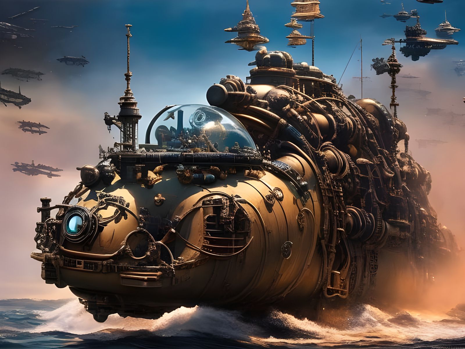Futuristic Submarine, Surfacing  by @DDGB