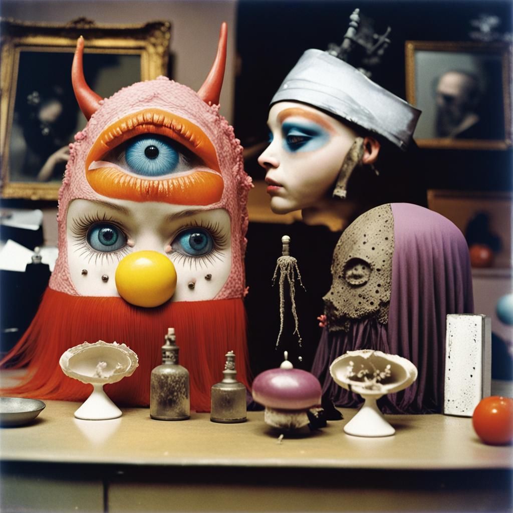 Dreamy Surrealist Sisters of Pataphysics Painting