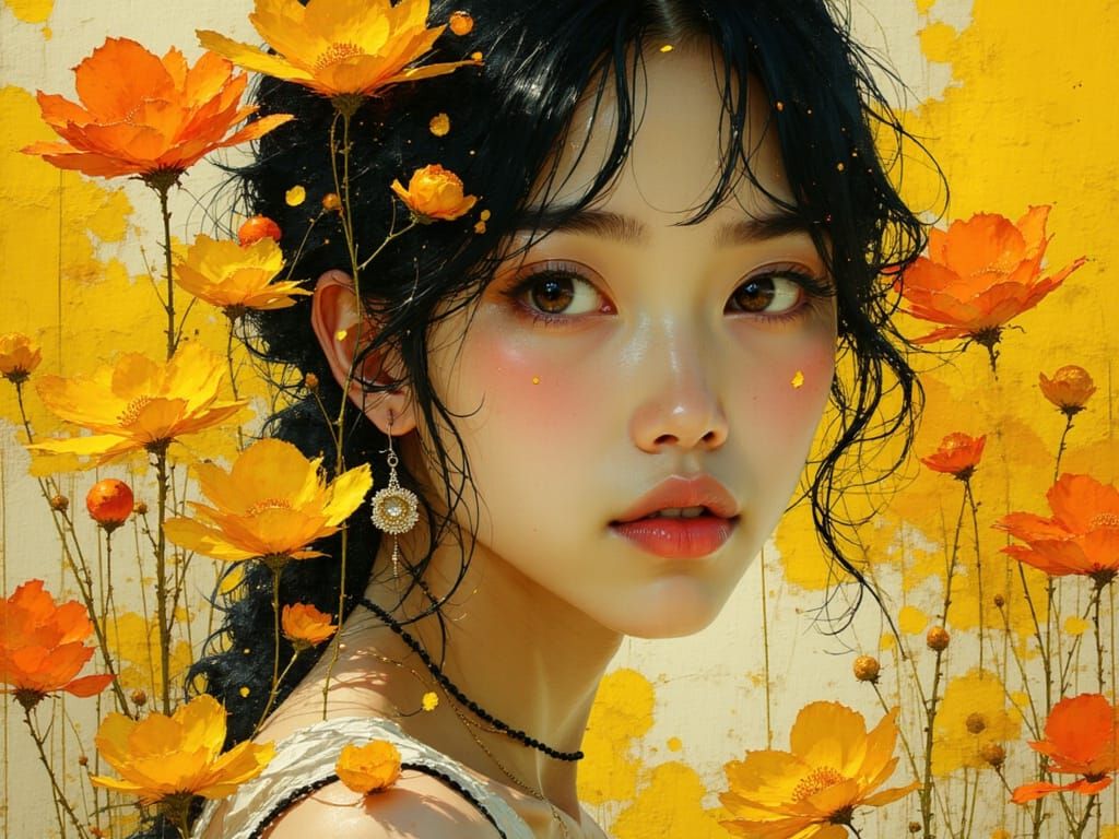 Hyperrealistic Surrealist Portrait of a Woman with Mandarin ...