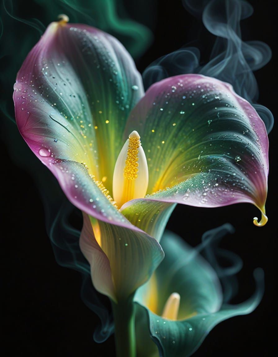 Sparkling Pink Onyx Calla Lily in Dreamy Blacklight Art