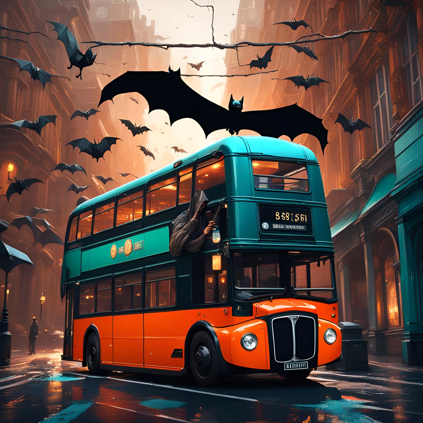 Black London Bus Hit By Giant Bat Ai Generated Artwork Nightcafe