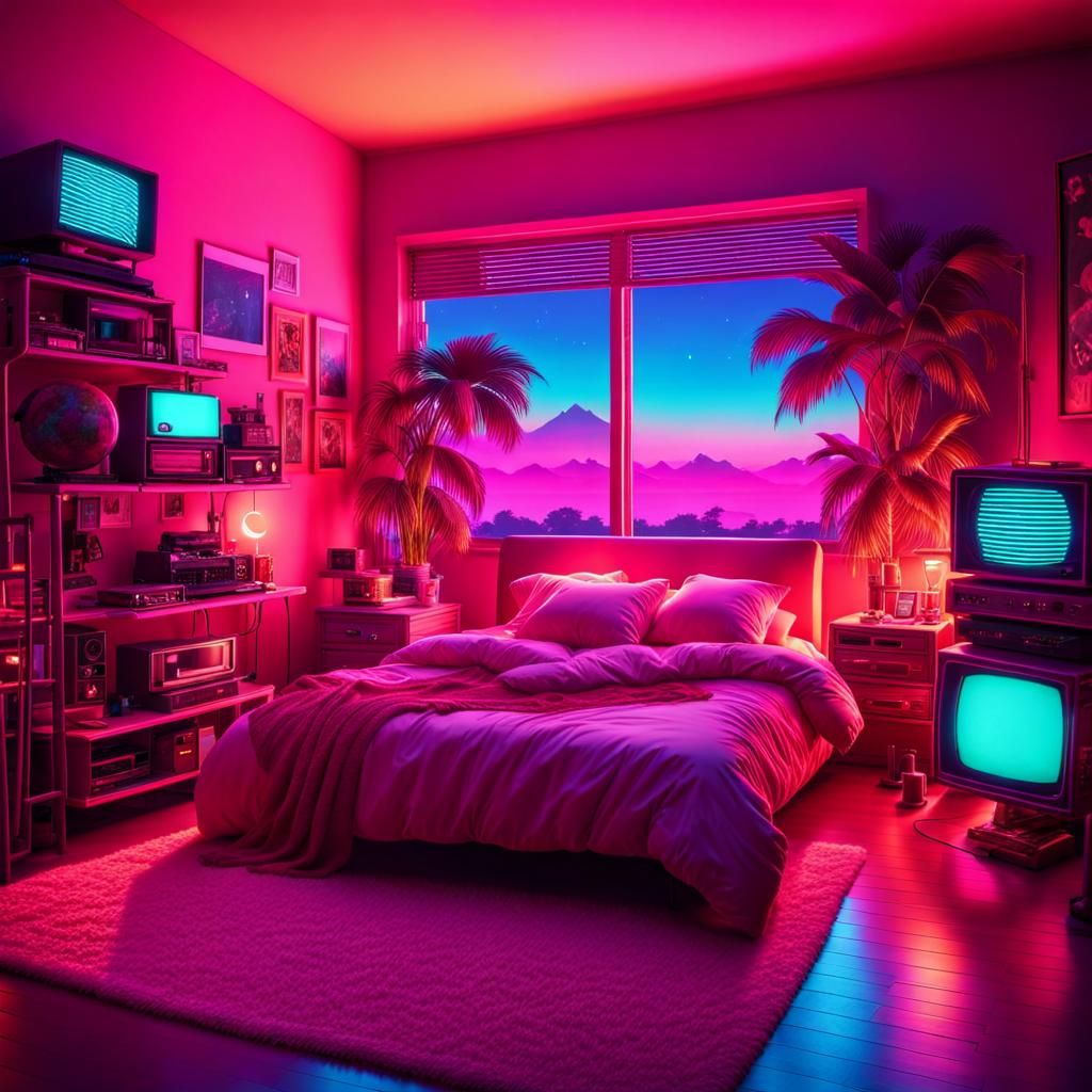 Vaporwave Room - AI Generated Artwork - NightCafe Creator