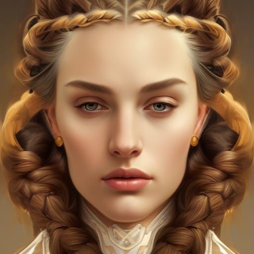 Gorgeous Bavarian princess, symmetrical face, full lips, long braids, regal, glamorous   by @Mauve Marauder