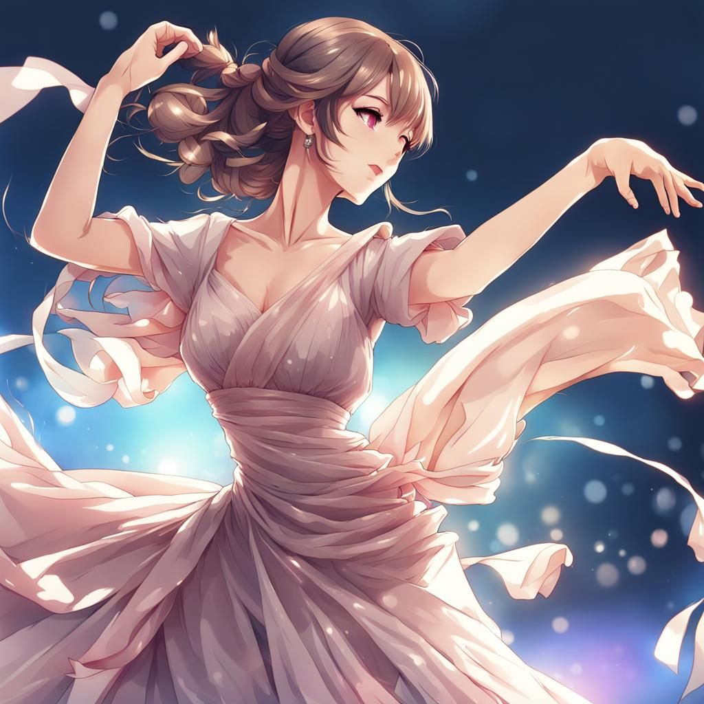 Beautiful woman in dress dancing Anime AI Generated Artwork