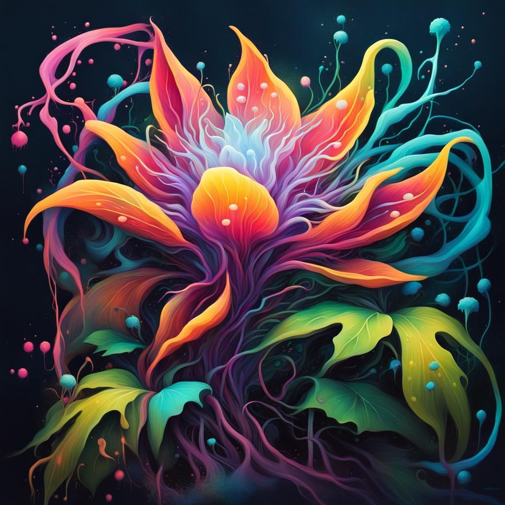 magical plant with luminescent petals, ethereal vines, and mystical blooms, radiating enchantment and ...  by @David Cox