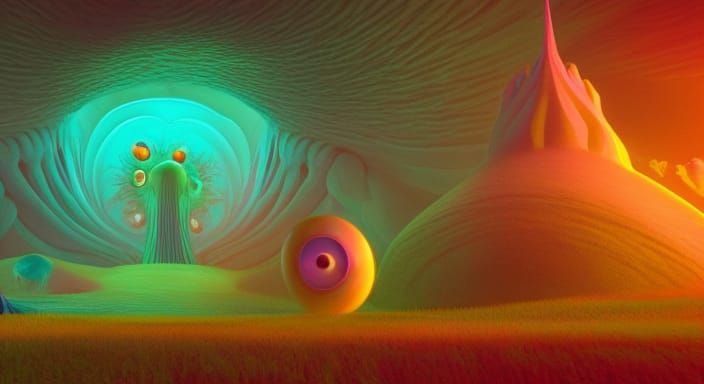 Dreamy 3D Render of Abstract Creature in Deep Colors