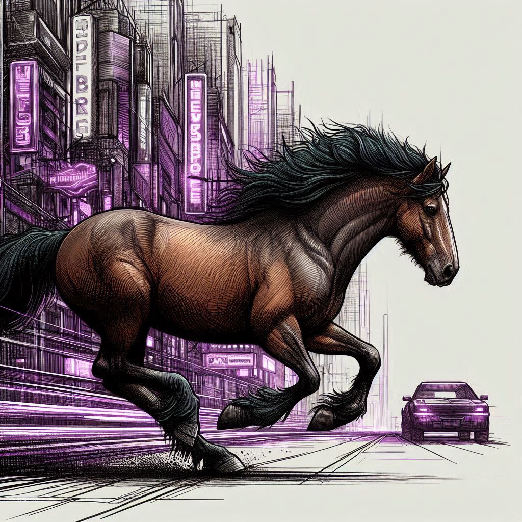 Charging through neon city