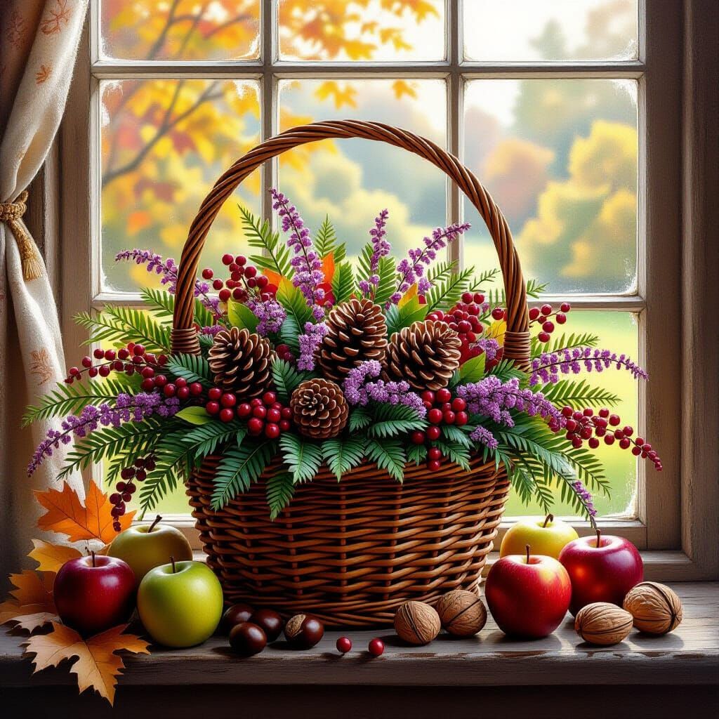 a wicker basket on the windowsill   by @Domy