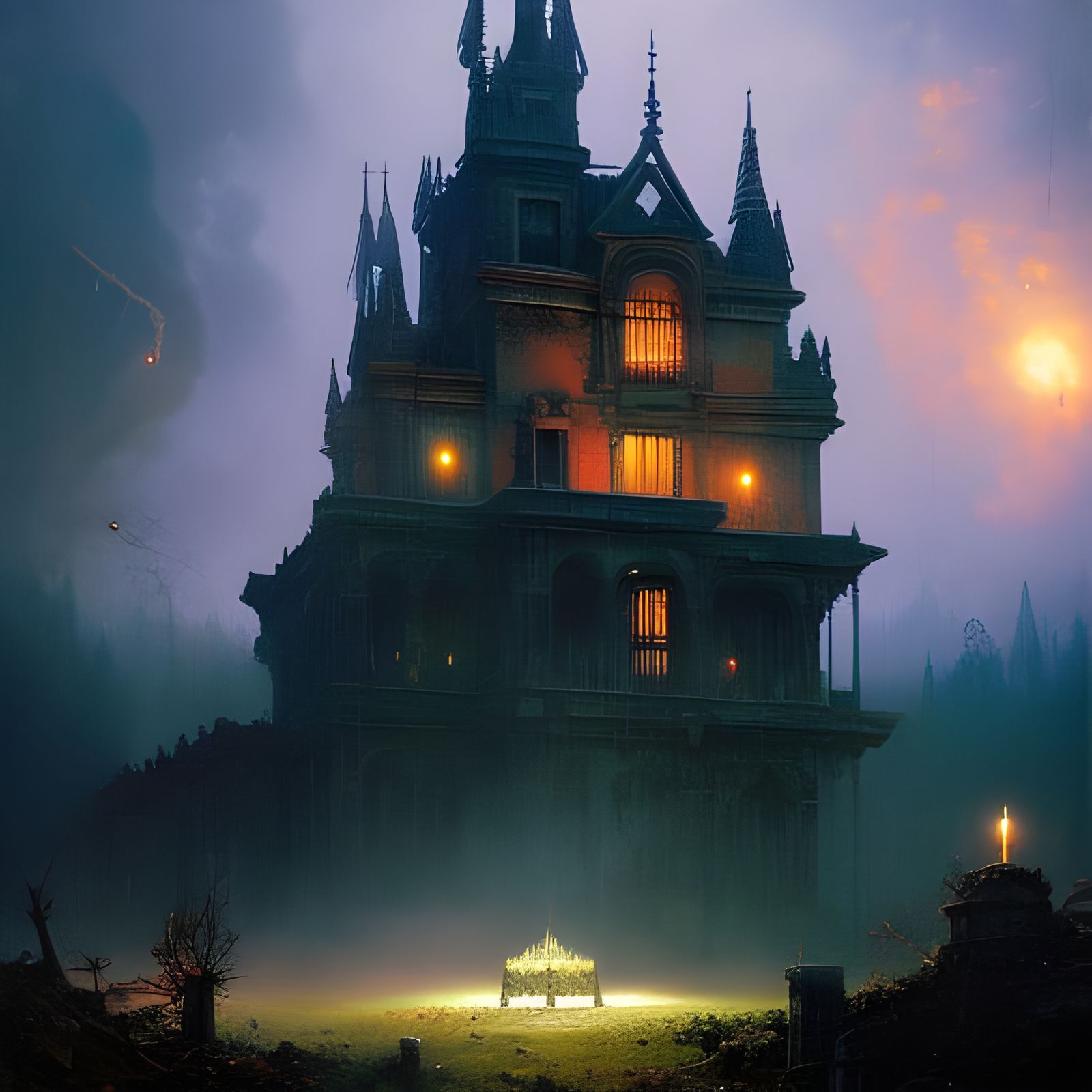 castle ruin in darkness