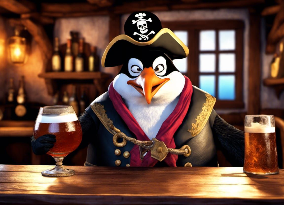 penguin pirates;saucy 17th century penguinwench pirate penguin drinks ...