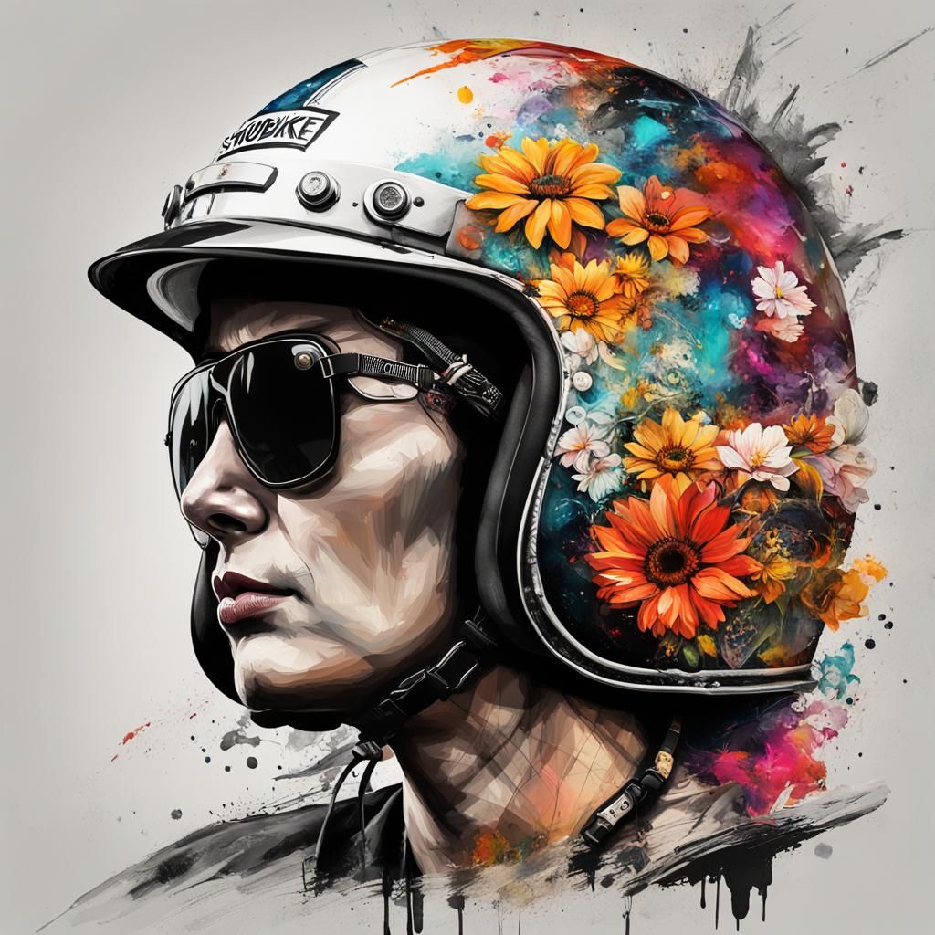 face bikers helmet,surfing,SURF BORD,FLOWER, woman