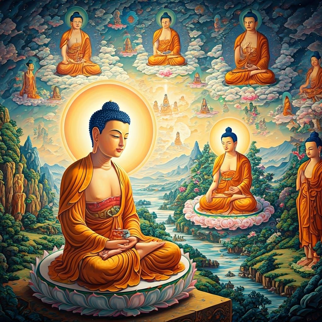 Buddha Preaching Dharma in Heaven: Neo-Expressionist Impasto