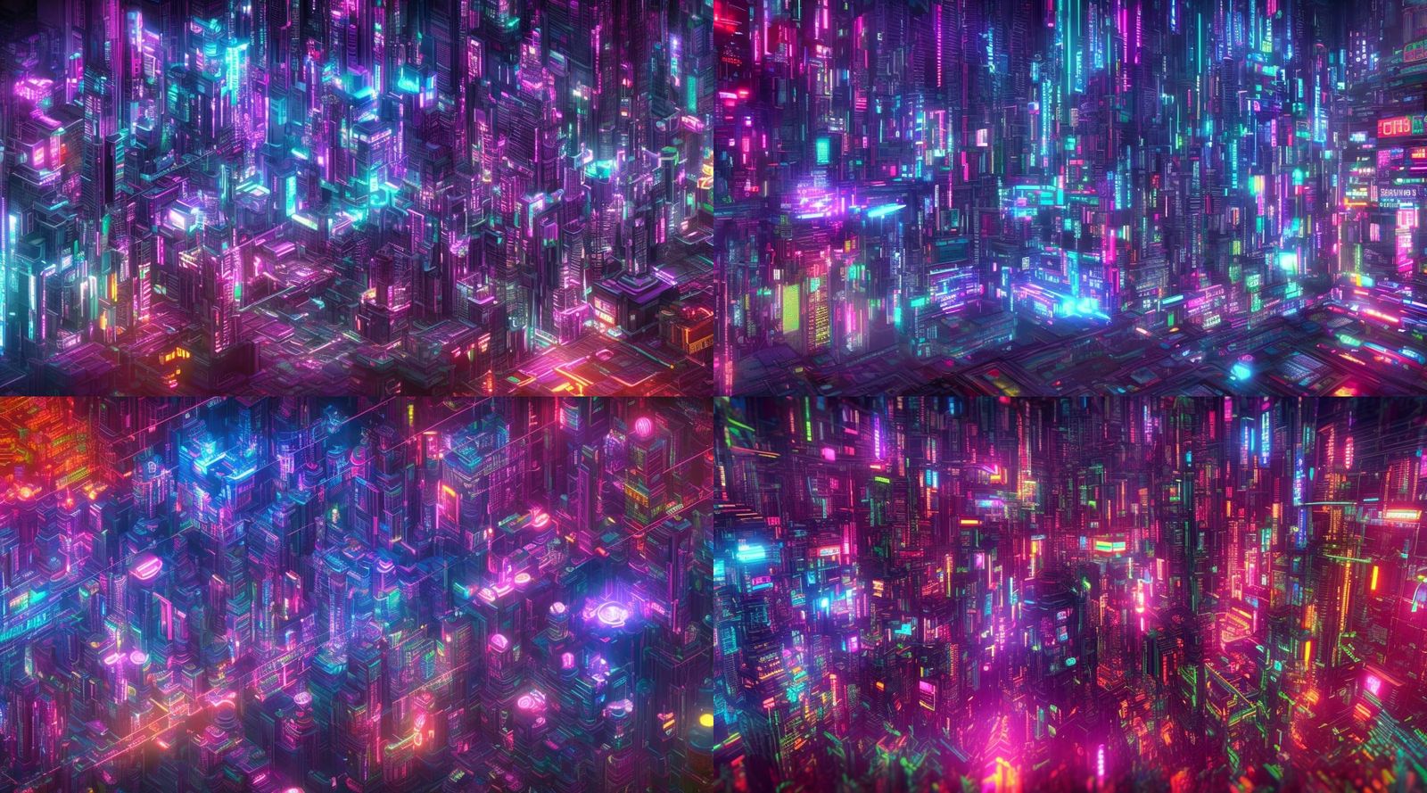 Abstract cyberpunk wallpaper with vibrant colors