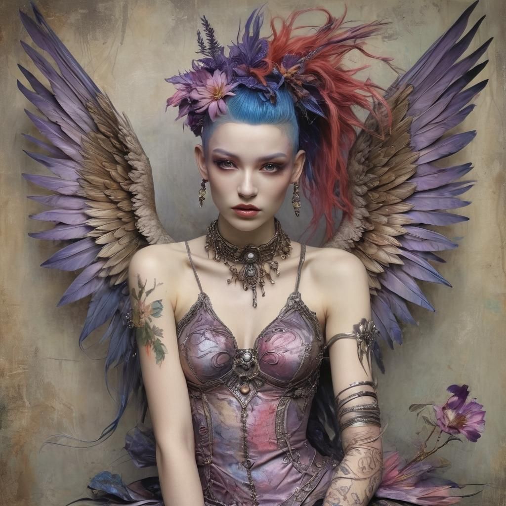Bold Beauty🌿💜 PUNK MOHAWK Angel, VIVID Color-✨  // BRIAN FROUD, JOSEPHINE WALLS  by @3moons