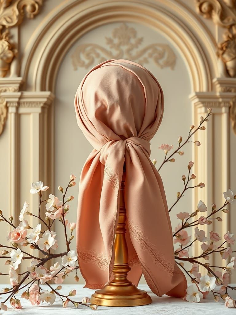 Elegant Orthodox Jewish Headscarf on Ornate Stand