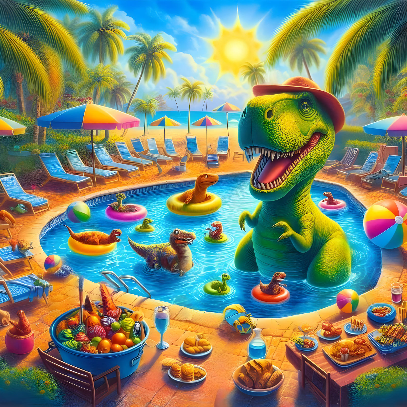 Dino Splash Bash: A Prehistoric Poolside Fiesta