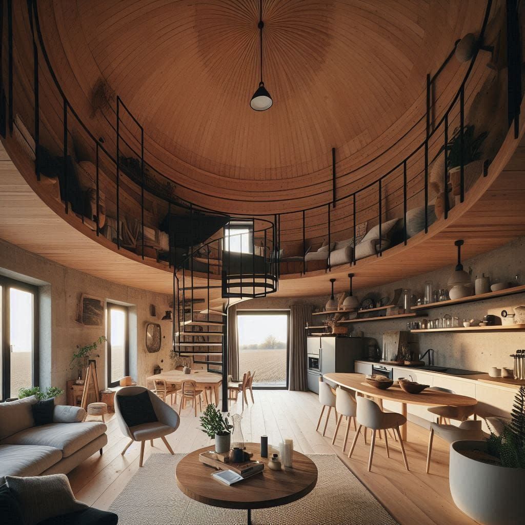Grain silo converted into a cozy, modern house.