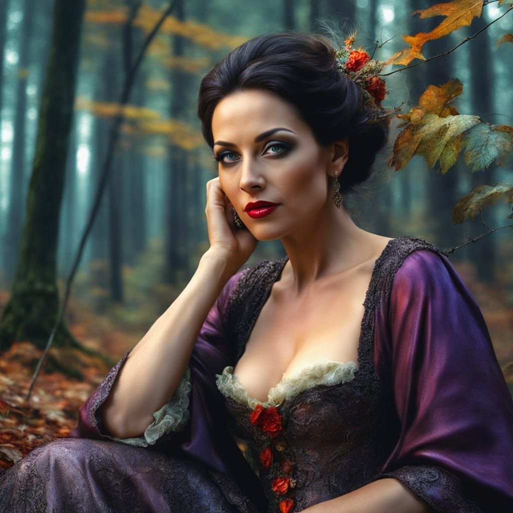 Surrealistic Portrait of a Sophisticated Lady in a Whimsical...