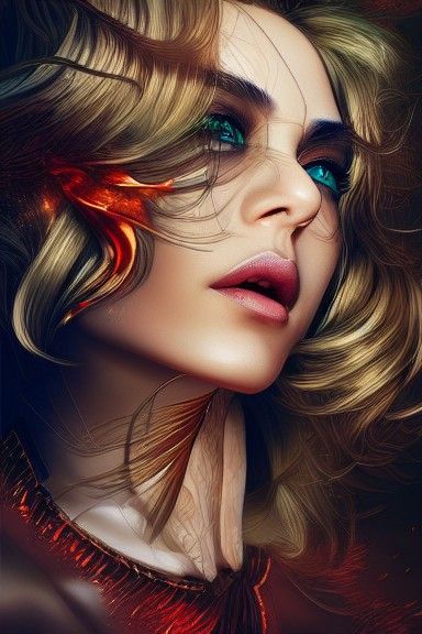 Phoenix on fire, High resolution Artgerm, WLOP, Photograph T...