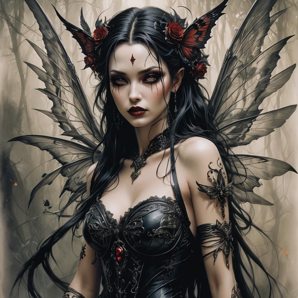 sensuous 💋 ❤️ 🦋 🌹, luis royo, artgerm, alberto vargas Goth fairy girl by Greg Simkins Shawn Coss RossDraws ...  by @vixyna