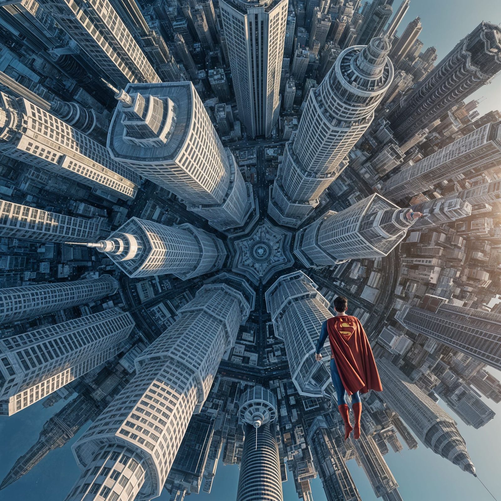 Superman flying overhead as the perfect depiction of a dizzying scene where height vertigo plays with ...  by @BoratsChestHair