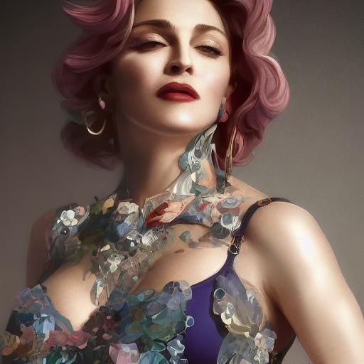 Madonna posing for vogue rocking pink hair