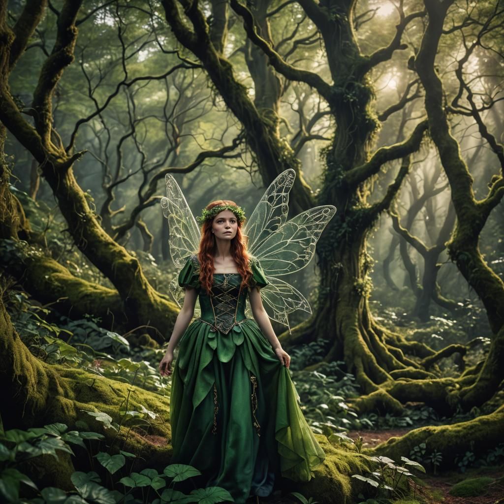 Irish fairy in a magical forest