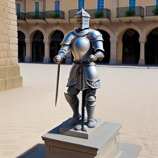 a town square has a beautiful, intricate stone carving depic...