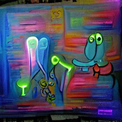 Squilliam and squidward dancing with glowsticks