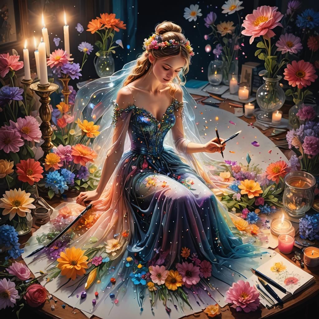 rainbow painting flowers  by @undefined