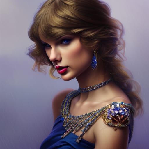 Taylor swift wearing jewels on midnight blue outfit