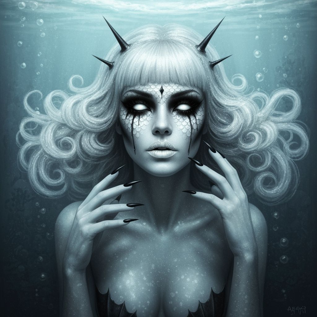 Dark Gothic Mermaid in Ethereal Style